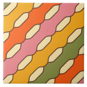 70er Jahre Groovy Retro Farbige Muster Fliese
