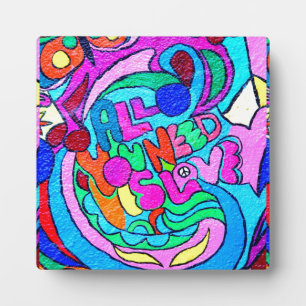 70er Jahre Hippie-Liebe Fotoplatte