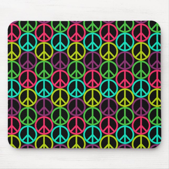 70er Jahre Hippie Peace Sign Pattern Mousepad (Vorne)