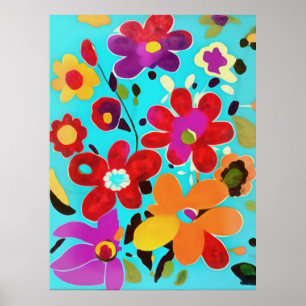 70er Jahre Inspiriert Hothouse Florals Malerei Poster