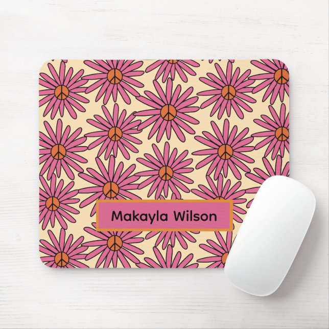 70er Jahre Inspiriert Retro Floral Print Mouse Pad Mousepad (Mit Mouse)