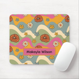 70er Jahre Inspiriert Retro Floral Print Mouse Pad Mousepad