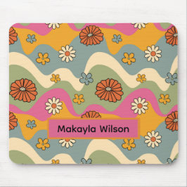70er Jahre Inspiriert Retro Floral Print Mouse Pad Mousepad