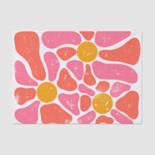 70er Jahre Orange und Rosa Retro Blume Power Hippi Seidenpapier