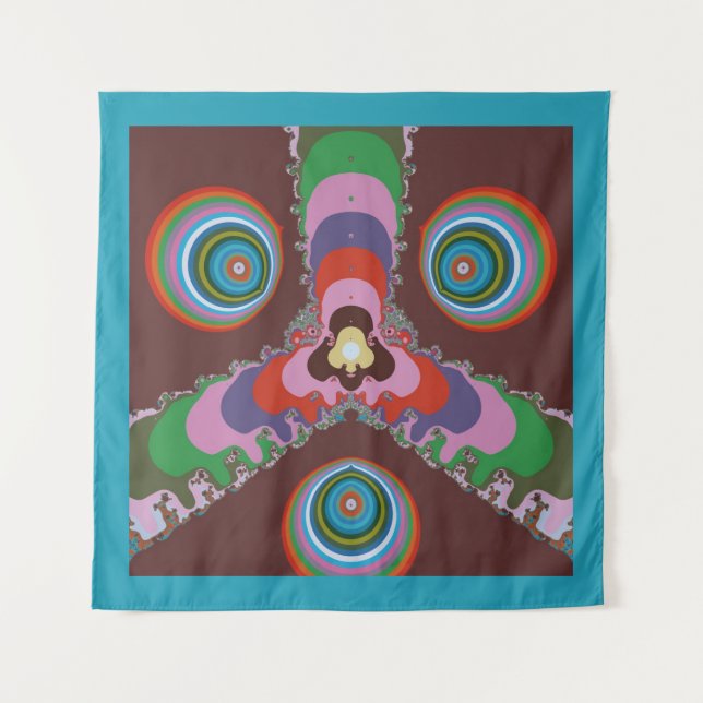 70er Jahre Psychedelisches Muster Retro-Kunst Wandteppich (Vorderseite)