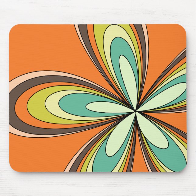 70er Jahre Retro-Frühling Hippie Blume Power Mousepad (Vorne)