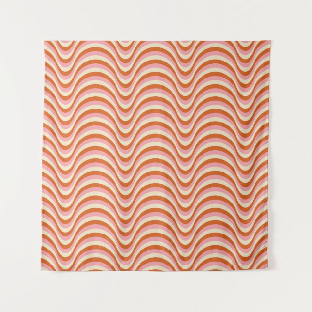 70er Jahre Retro Nahtloses Muster. 60er und 70er Ä Wandteppich (Vorderseite)