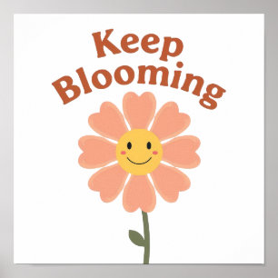 70er-Jahre-Stil-glückliches-Blumen-Grafik Poster