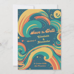 70er Jahre Vintage Groovy Disco Save-the-Date Einladung