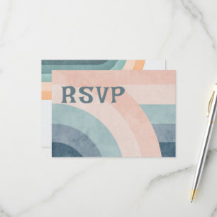 70er Jahre Vintage Regenbogen Hochzeit RSVP Karte