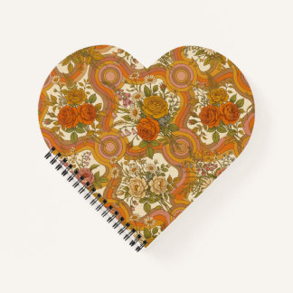 70er Jahre Vintage Retro-Blumenmuster | Warme erdi Notizbuch