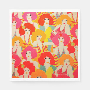 70er Jahre Vintage Retro farbenfrohes Tapetendesig Serviette