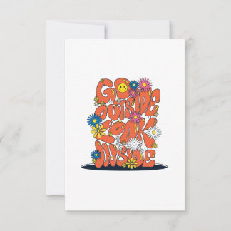 70er Jahre Vintage Retro Groovy Blumen lächelndes Dankeskarte