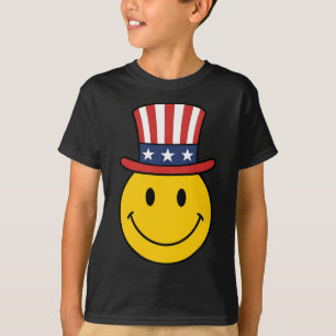 70er Lächeln Gesicht Uncle Sam Patriotisch Amerika T-Shirt