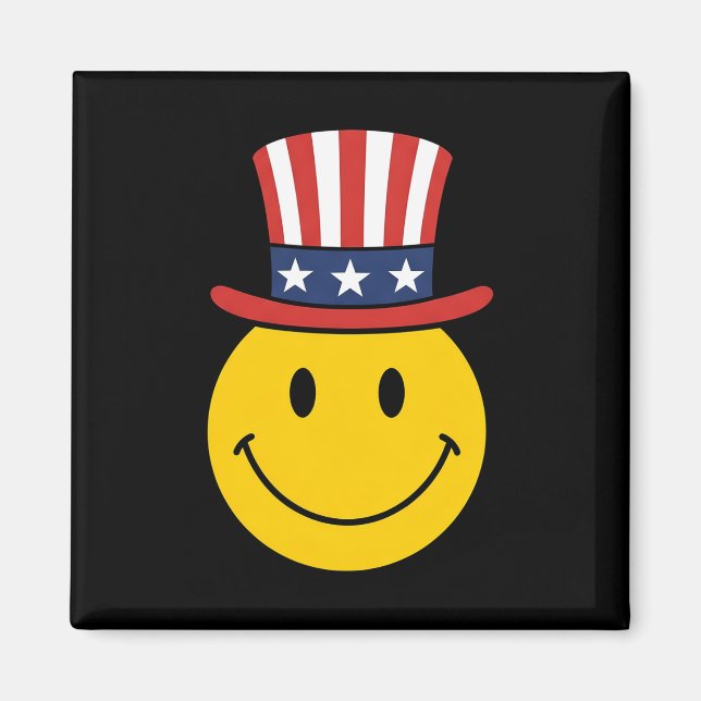 70er Lächeln Gesicht Uncle Sam Patriotischer Ameri Magnet (Vorne)