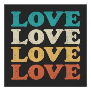 70er Liebe Retro Distressed Repeat Type Poster