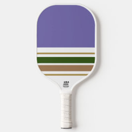 70er Lila Farbblock Grünbraune Racing Streifen Pickleball Schläger