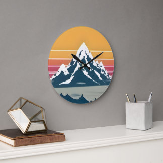 70er Mountain Sunset Wall Clock Große Wanduhr