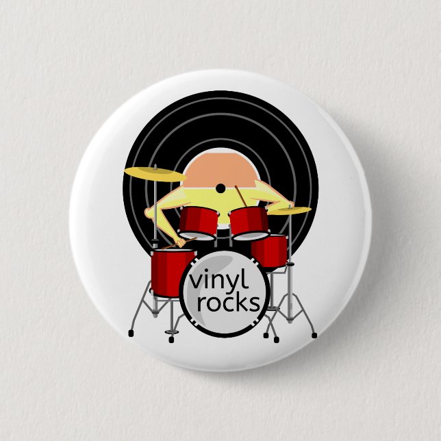 70er MUSIC VINYL DRUMS Button (Vorderseite)