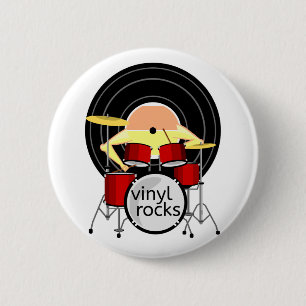 70er MUSIC VINYL DRUMS Button
