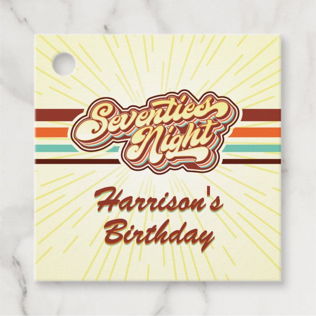 70er-Nacht-Gefälligkeitstags Geschenkanhänger (Vorderseite)