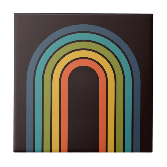 70er Orange Brown Aquamarines Muster Custom Kitche Fliese (Vorderseite)