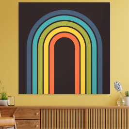 70er Orange Brown Aquamarines Muster kundenspezifi Leinwanddruck