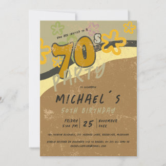 70er Party Einladung im Vintagen Stil
