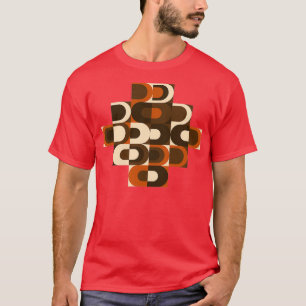 70er Pattern Retro Industrie in Orange und Dark Br T-Shirt