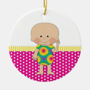 70er Peace Hippie Baby Keramik Ornament