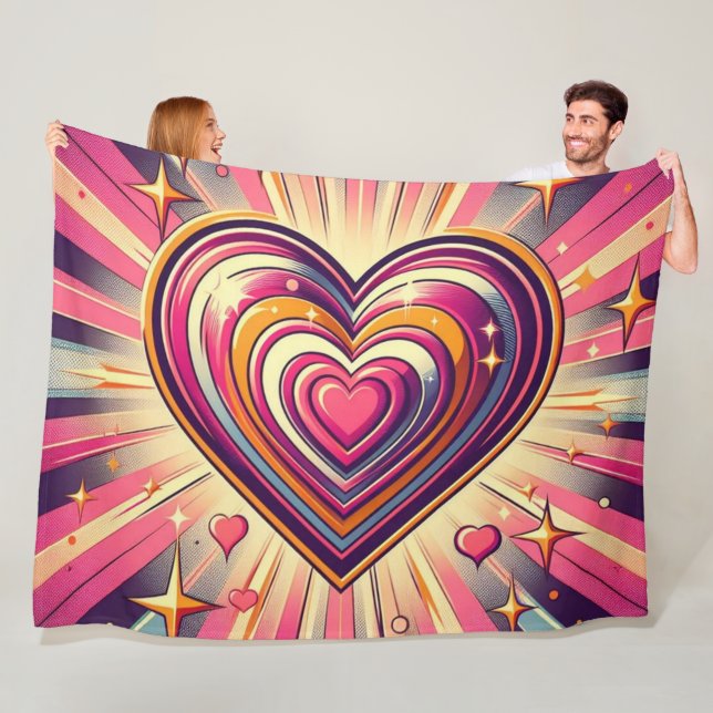 70er Pop art heart/Valentinische Tasse Fleecedecke (Beispiel)