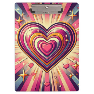 70er Pop art heart/Valentinische Tasse Klemmbrett