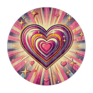 70er Pop art heart/Valentinische Tasse Schneidebrett