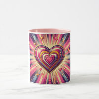 70er Pop-Art-Herz/Valentins- Tasse