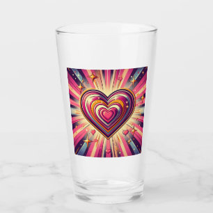 70er Pop-Art-Herz/Valentinstag Glas
