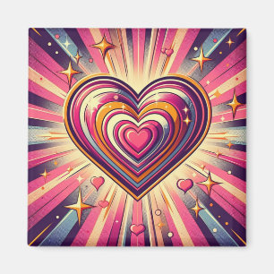70er Pop-Art-Herz/Valentinstag Magnet
