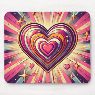 70er Pop-Art-Herz/Valentinstag Mousepad