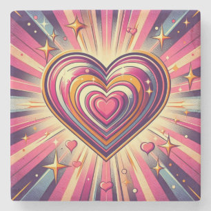 70er Pop-Art-Herz/Valentinstag Steinuntersetzer