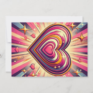 70er Pop-Art-Herz/Valentinstag-Tasse Feiertagskarte