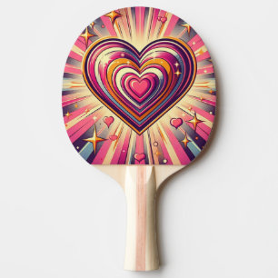 70er Pop-Art-Herz/Valentinstag Tischtennis Schläger