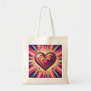 70er Pop-Art-Herz/Valentinstag Tragetasche