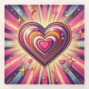 70er Pop Art Herzstück/Valentine Glasuntersetzer