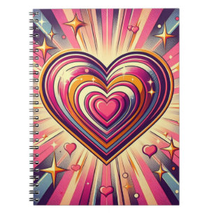 70er Pop Art Herzstück/Valentine Notizblock