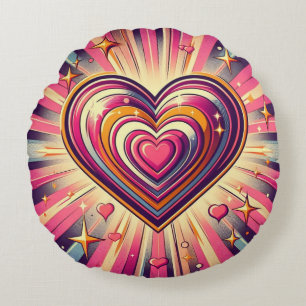 70er Pop Art Herzstück/Valentine Rundes Kissen