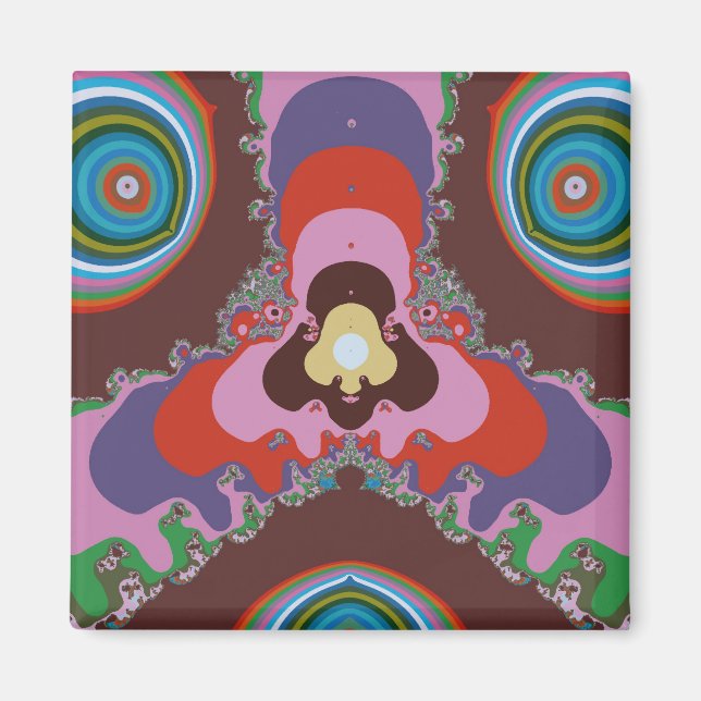 70er Psychedelic-Muster Retro-Kunst Magnet (Vorne)