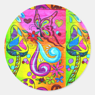 70er psychedelischer farbenfroher Aufkleber