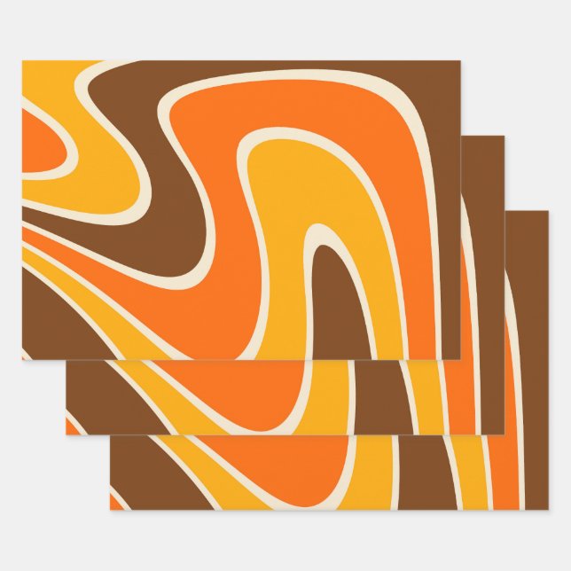 70er Retro Abstrakt Lava Design Geschenkpapier Set (Set)