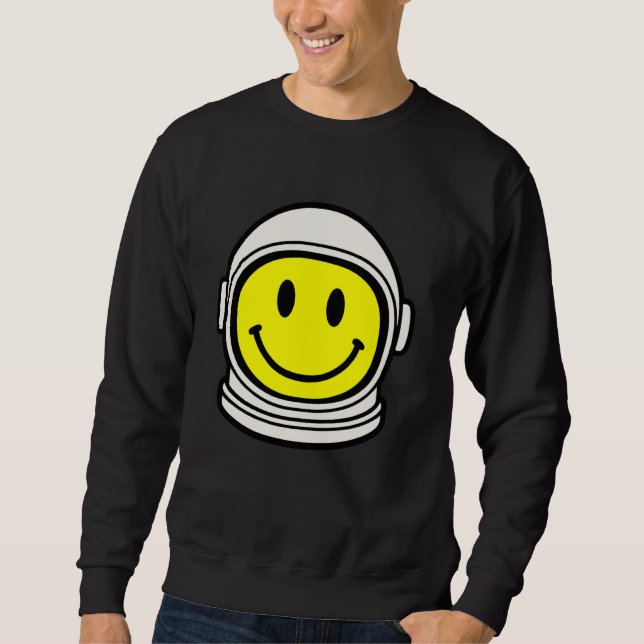 70er Retro Astronaut Gelbes Lächeln Gesicht lächel Sweatshirt (Vorderseite)