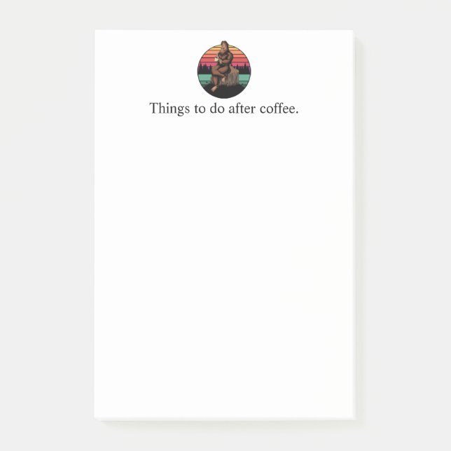 70er Retro Bigfoot & Coffee Post-it Klebezettel (Vorderseite)