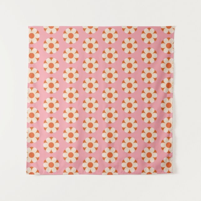 70er Retro Blume Power Muster Background Retro, 70 Wandteppich (Vorderseite)